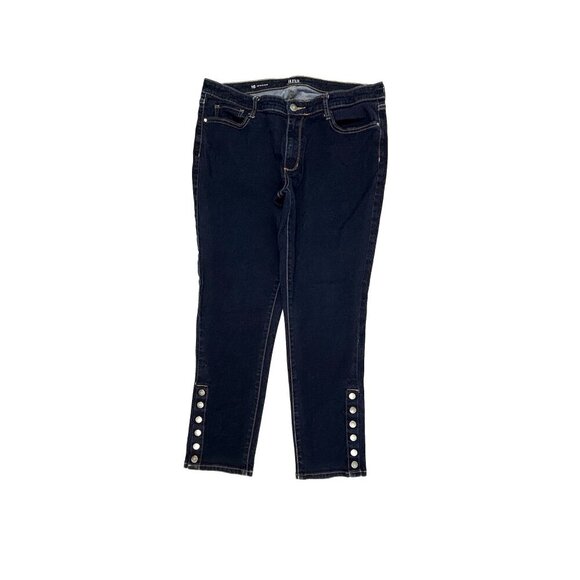 Ana Jegging Button Hem Women's size 16 Dark Wash Blue Denim Jeans - Picture 1 of 4